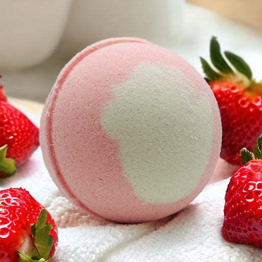 Bombe de bain fraises et crème