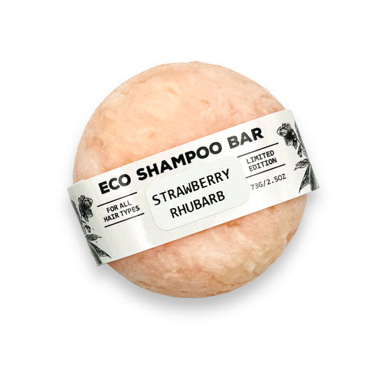 Barre de shampoing écologique fraise et rhubarbe